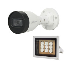 Комплект: IP-відеокамера  4 Мп Dahua DH-IPC-HFW1431S1P-S4 (2.8мм) + ІЧ-прожектор Lightwell LW9-100IR