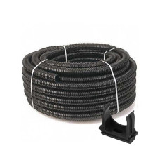 Комплект: гофротруба 220 TM Professional D 32 мм (25 м) чорний + кліпси для гофри 32 мм (50 шт/уп) ч