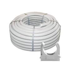 Комплект: гофротруба Light ДКС ПВХ D 32 (25 м) сіра + кліпси для гофри 32 мм (50 шт/уп) сіра
