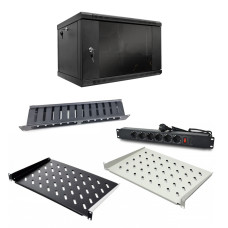 Комплект: Шафа серверна SteelNet 7U 600 x 400 черный + Блок розеток 1U 19" на 6 розеток з вимикачем