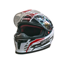 Мотошолом інтеграл Beon B-503 SINGLE VISOR ANGLE TEAR SHINY WHITE/RED (глянець білий/червоний), розм