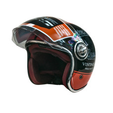 Мотошолом відкритий Beon B-108A ABS SUPER SPORT SHINY BLACK/ORANGE (глянець чорний/помаранчевий), ро