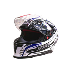 Мотошолом інтеграл Beon B-503 SINGLE VISOR ANGLE TEAR SHINY WHITE/BLUE (глянець білий/синій), розмір