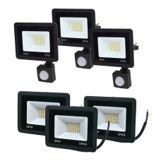 Комплект 3+3 світлодіодних прожектори Lightwell 30W: 3 x LW-FL-B-30 и 3 x LW-FL-B-30-S з датчиком ру