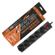 Мережевий фільтр Logicpower PREMIUM LP-X5 5 м Black (3520Вт)