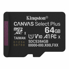 Карта пам'яті microSDXC Kingston 64Gb Canvas Select Plus Gen3 class 10 А1 UHS-I (SDCS3/64GBSP)