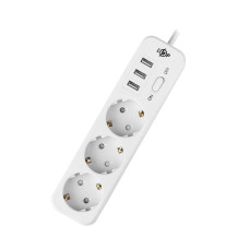 Мережевий фільтр Logicpower PREMIUM LP-X3 USB 4 м White (2200Вт)