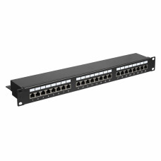 Патч-панель 24 порти FTP кат. 5E 19" 1U екранована, чорна