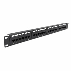 Патч-панель 24 порти UTP кат. 5E 19" 1U неекранована, чорна